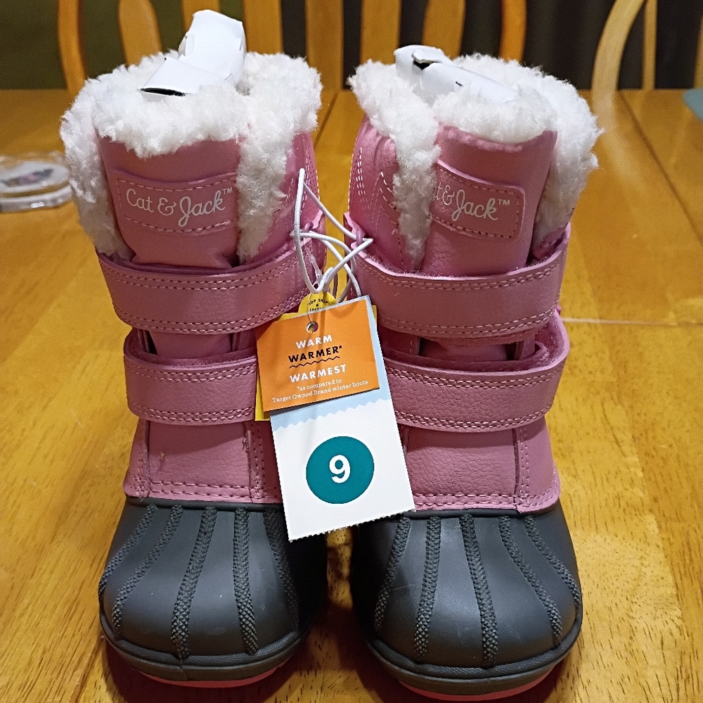 Cat & Jack Pink and Gray Snow Boots